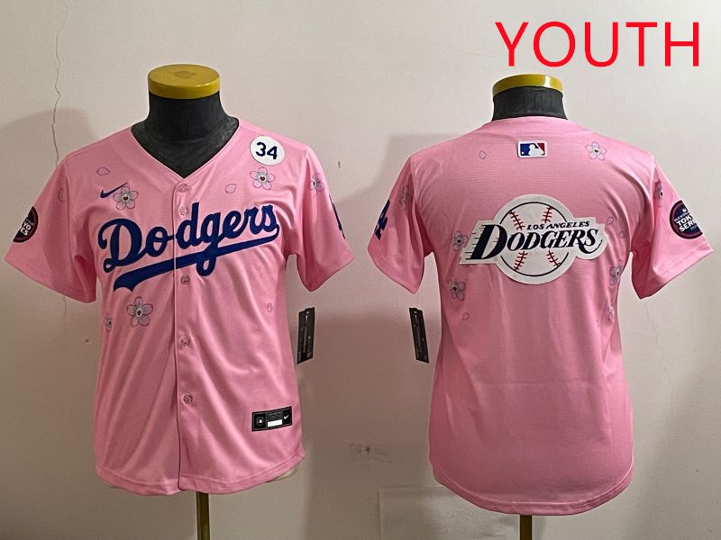 Youth Los Angeles Dodgers Blank Pink Sakura Edition 2025 Nike MLB Jersey style 28